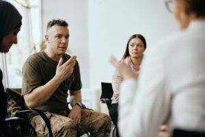 veterans open up about ptsd and alcohol abuse in group therapy